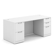 OfficeSource Laminate Double Full Pedestal Desk - 71'' x 30'' - White