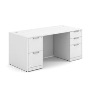 OfficeSource Laminate Double Full Pedestal Desk - 71'' x 36'' - White