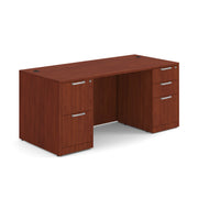 OfficeSource Laminate Double Full Pedestal Desk - 71'' x 36'' - Cherry