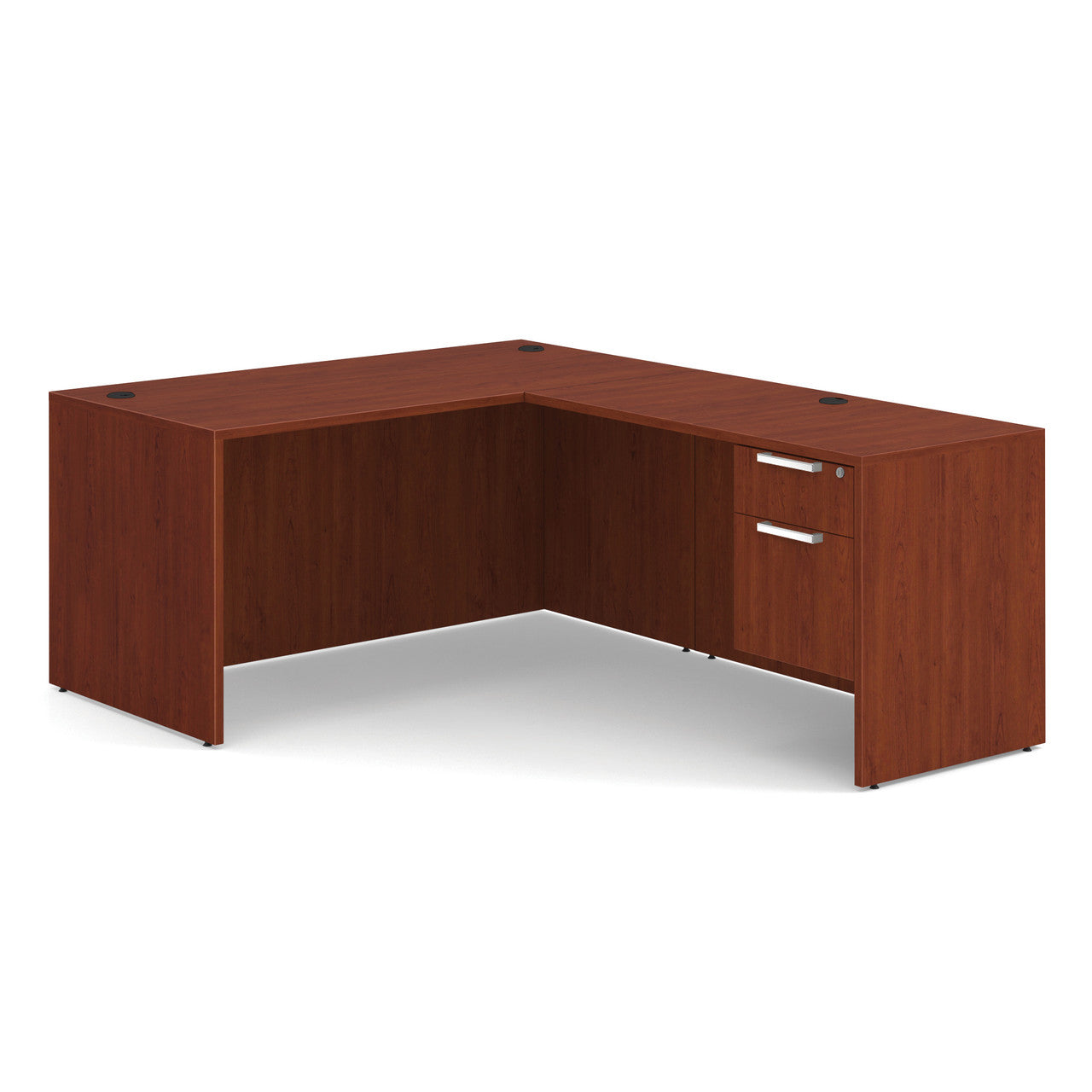 OfficeSource OS Laminate Collection Single 3/4 Pedestal "L" Desk - 60" x 30" - Cherry