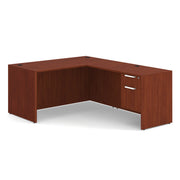 OfficeSource OS Laminate Collection Single 3/4 Pedestal "L" Desk - 60" x 30" - Cherry