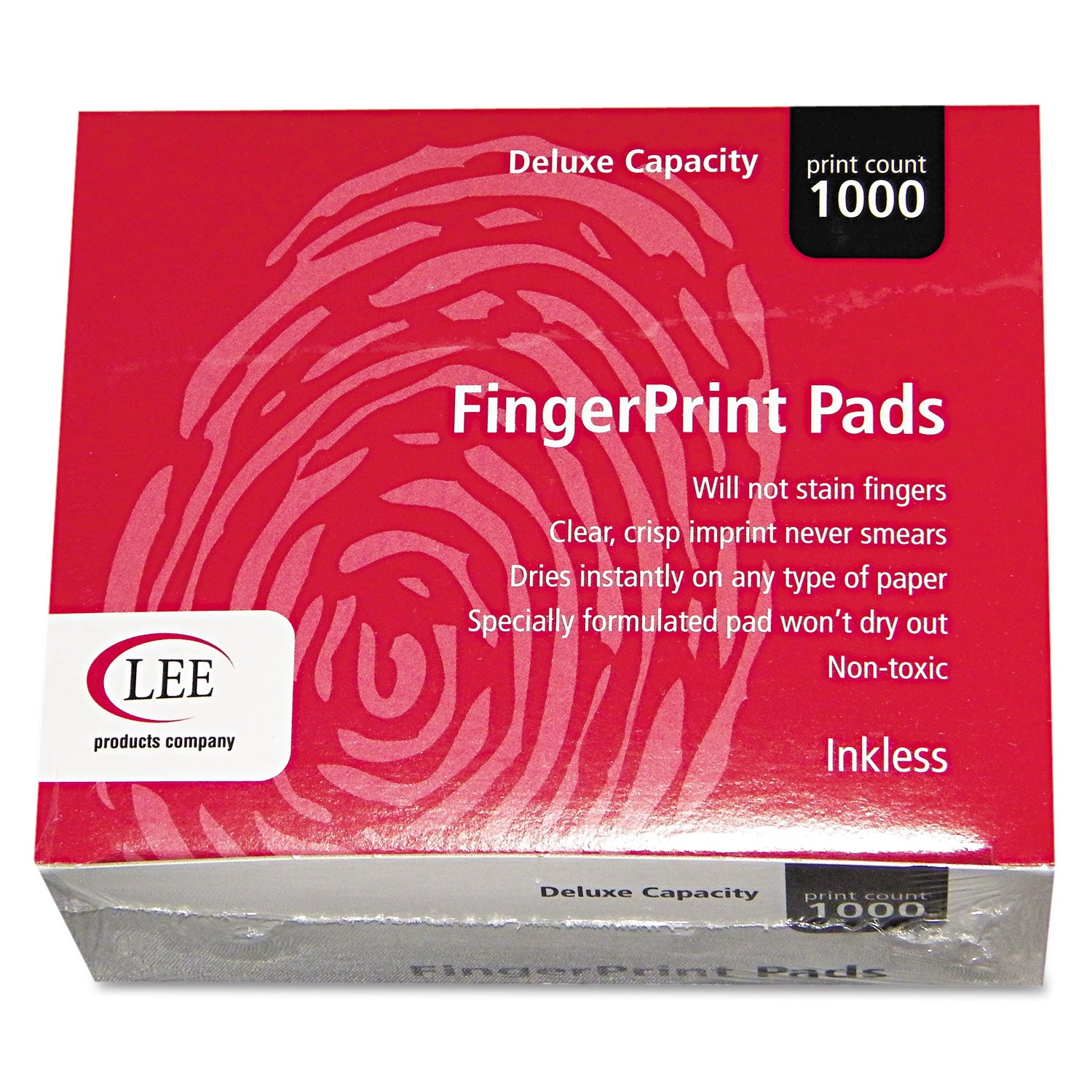 LEE Inkless FingerPrint Pad - 2" Height x 2.3" Width x 1.8" Depth - Black Ink - 1 Dozen