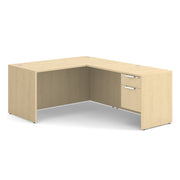 OfficeSource OS Laminate Collection Single 3/4 Pedestal "L" Desk - 60" x 30" - Maple