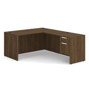 OfficeSource OS Laminate Collection Single 3/4 Pedestal "L" Desk - 60" x 30" - Modern Walnut