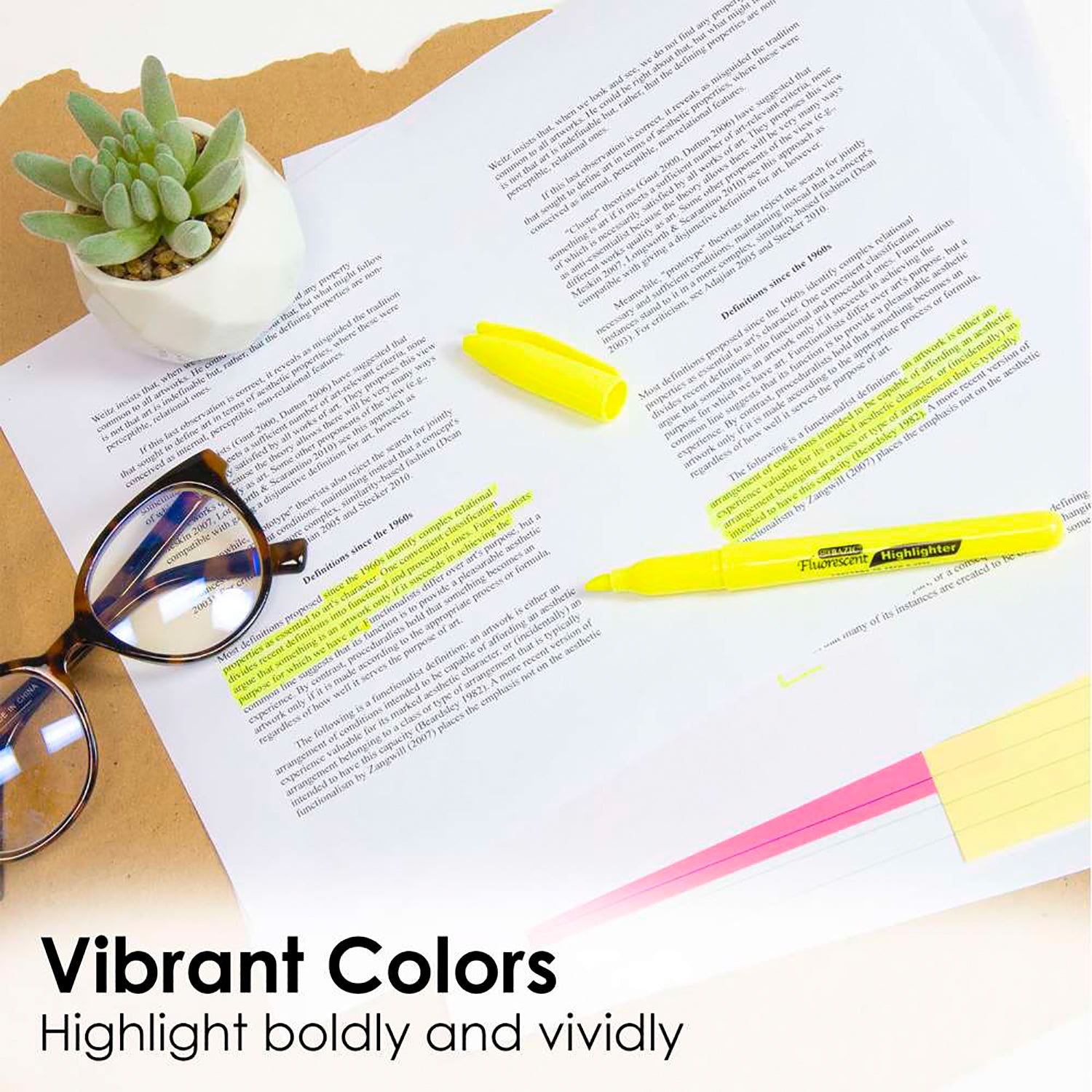 Pen Style Fluorescent Highlighters with Pocket Clip, Pack of 5