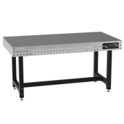 Welding Fixture Table, Fixed Height, 36"H x 72"L x 36"D, 1/4" Carbon Steel Top, Four Black Powdercoat Legs, Self-Leveling Feet