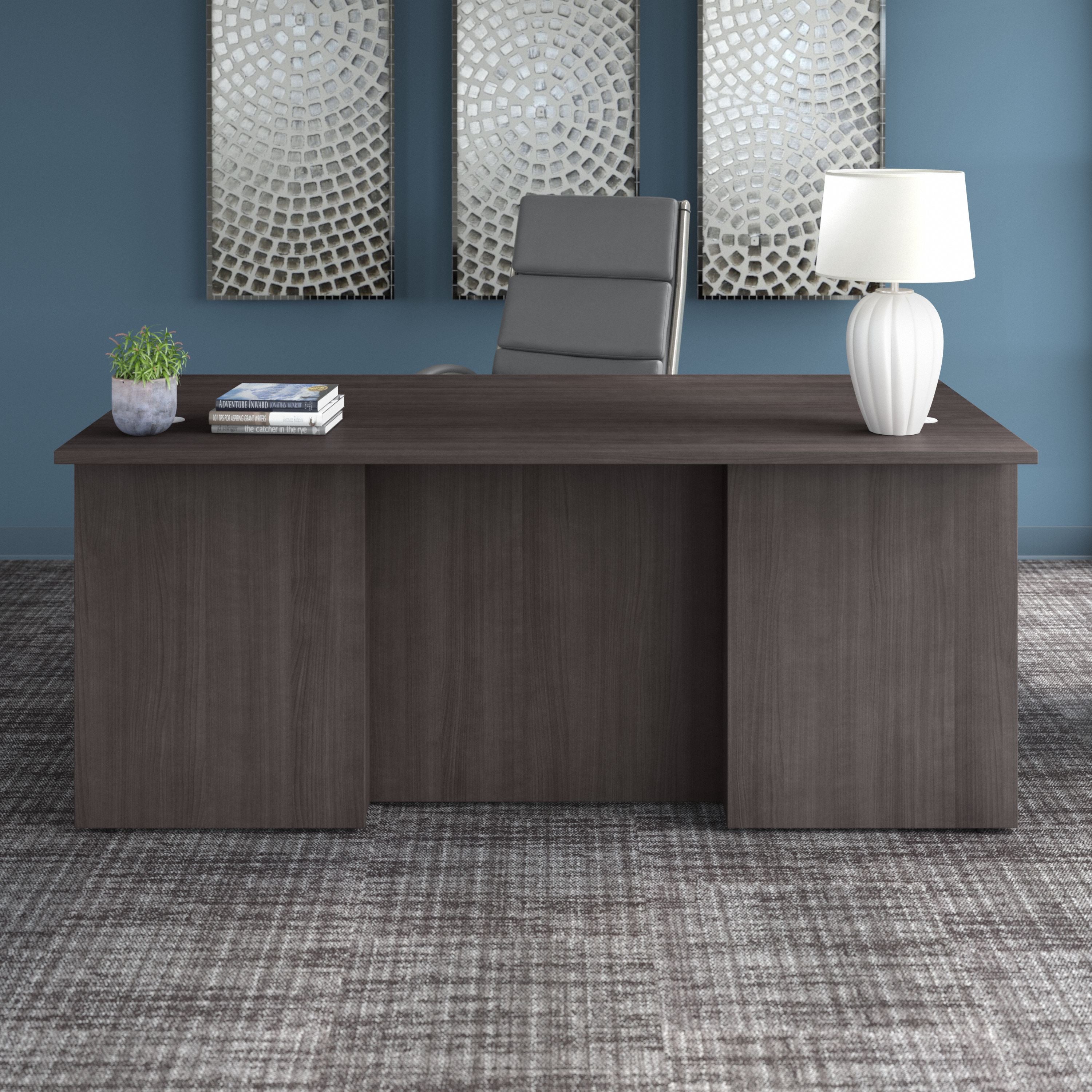 Bush Business Furniture Office 500 72W x 36D Executive Desk in Storm Gray - 71.02" Width x 35.43" Depth x 29.82" Height
