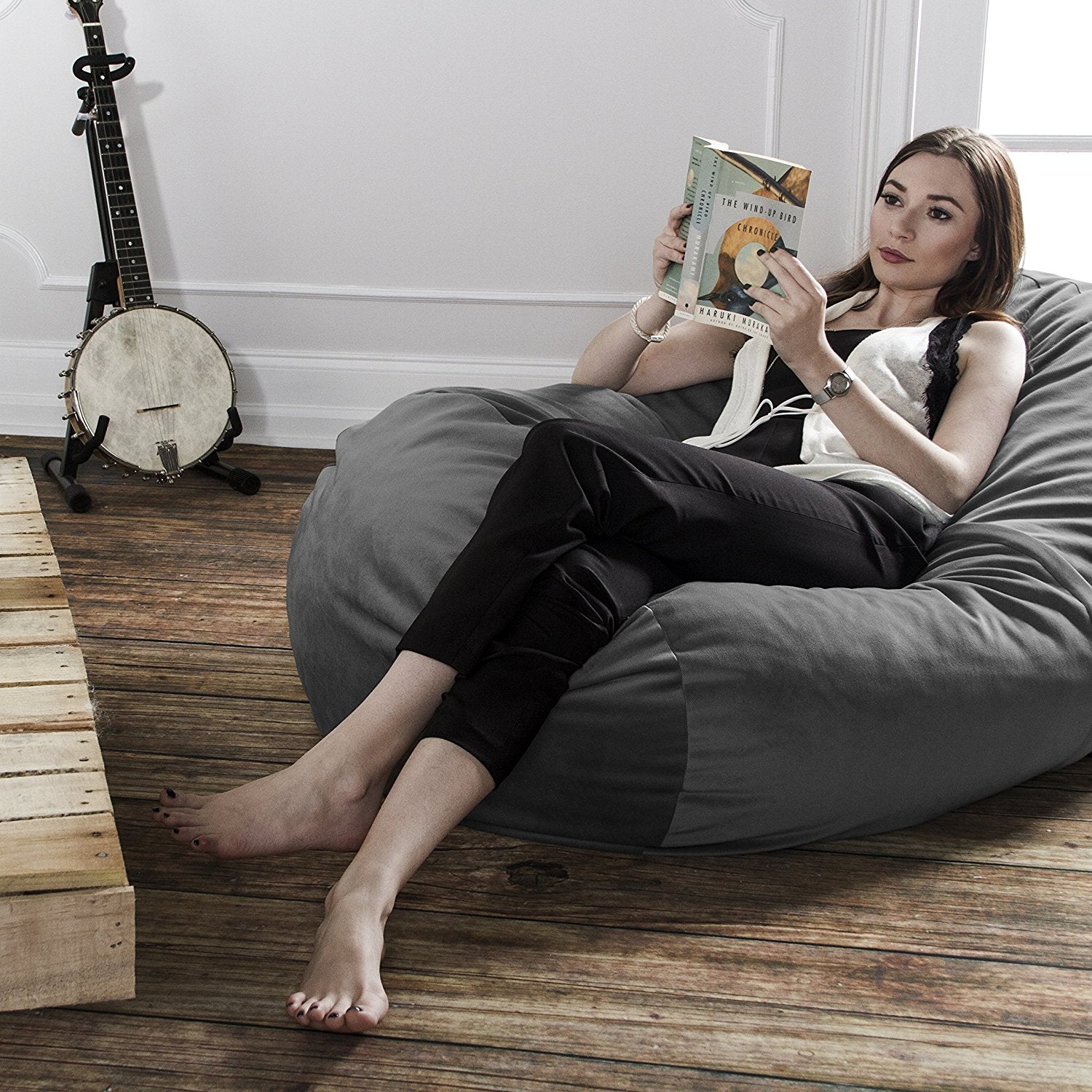 Jaxx Sofa Saxx 4-foot Bean Bag Lounger, Charcoal