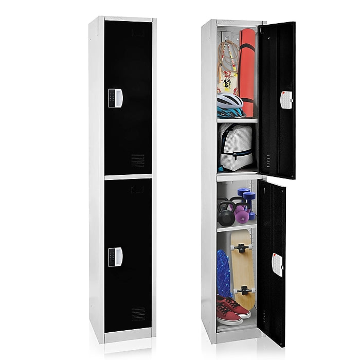 72" H x 12" W  2-Tier Steel Storage Locker with Digital Lock, Black, Pack of 4