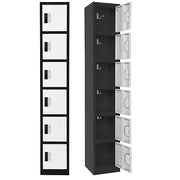 72" H x 12" W  6-Tier Steel Storage Locker with Digital Lock, Black and White, Pack of 4