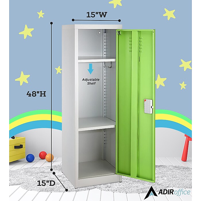 48" H x 15" W Steel Single Tier Storage Locker with Digital Lock, Green