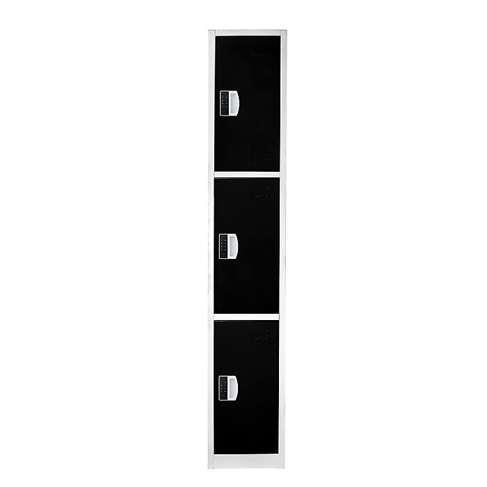 72" H x 12" W  Triple Tier Steel Storage Locker with Digital Lock, Black, Pack of 4