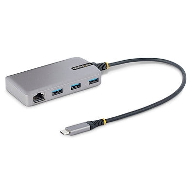 StarTech.com 3-Port USB-C Hub with Ethernet - 3x USB-a Ports Gigabit Ethernet RJ45 USB 3.0 5Gbps Bus-Powered 1ft/30cm Long Cable - Portable Laptop USB