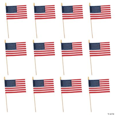 Cloth American Flags - 12 Pieces