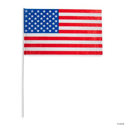 Plastic American Flags - 12 Pieces