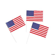 Plastic American Flags - 72 Pieces