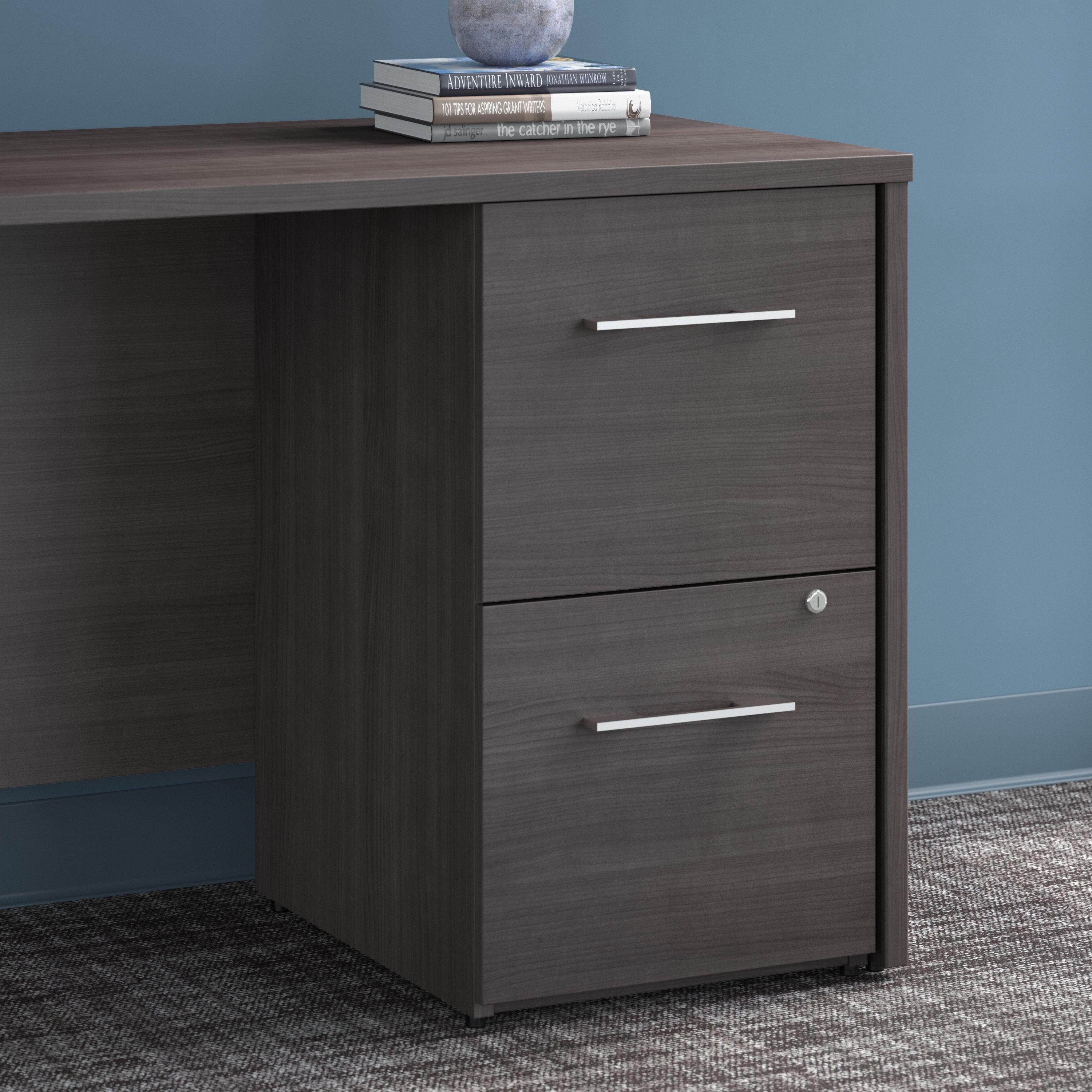 Bush Business Furniture Office 500 16W 2 Drawer File Cabinet in Storm Gray - Assembled - 15.75" Width x 20.35" Depth x 28.84" Height