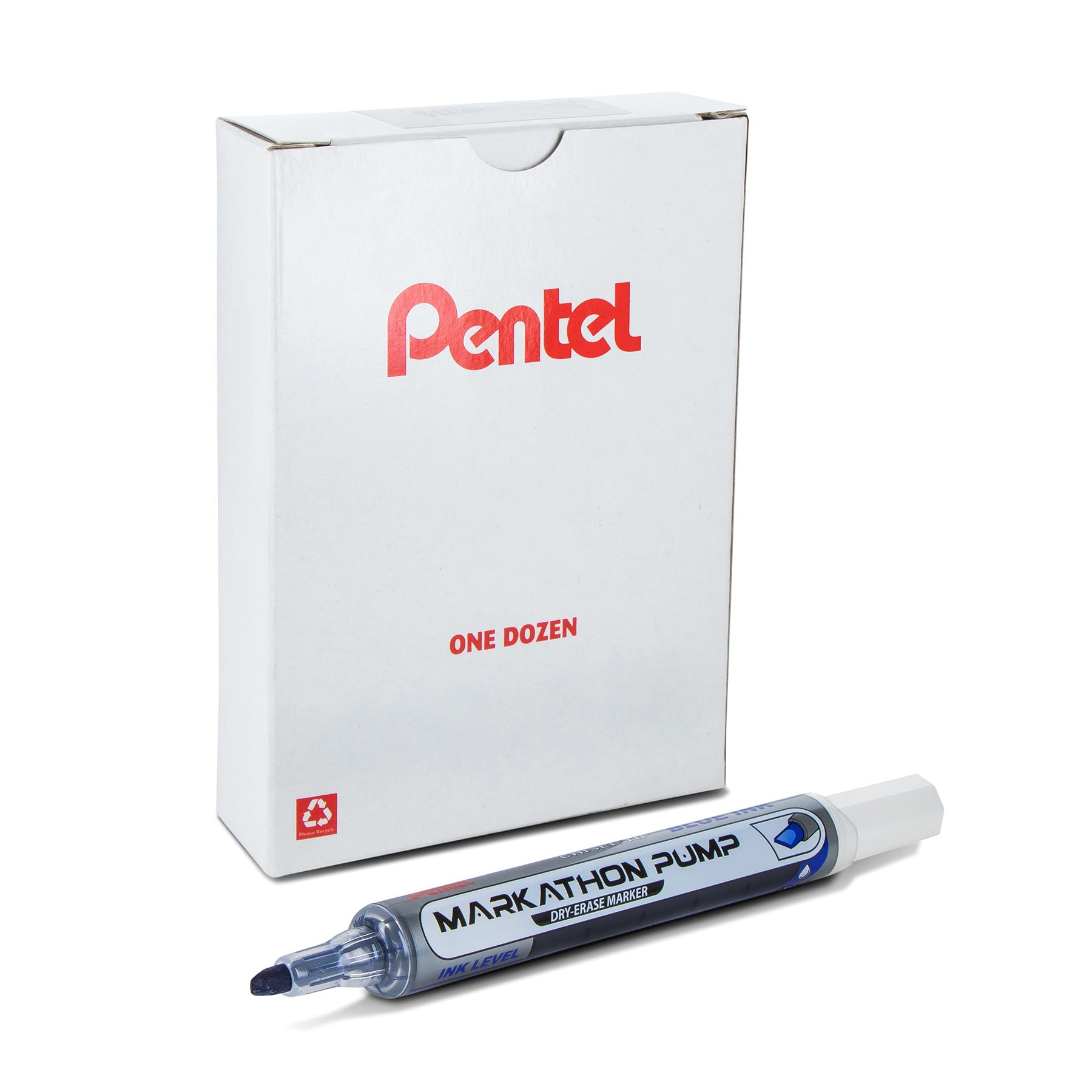 Markathon Pump Dry Erase Marker, Chisel Tip, Blue Ink, 1 Dozen