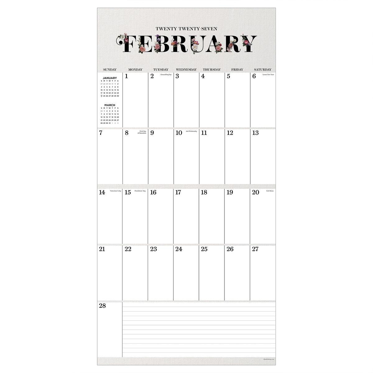 2027 BIG GRID FLORAL WALL CALENDAR