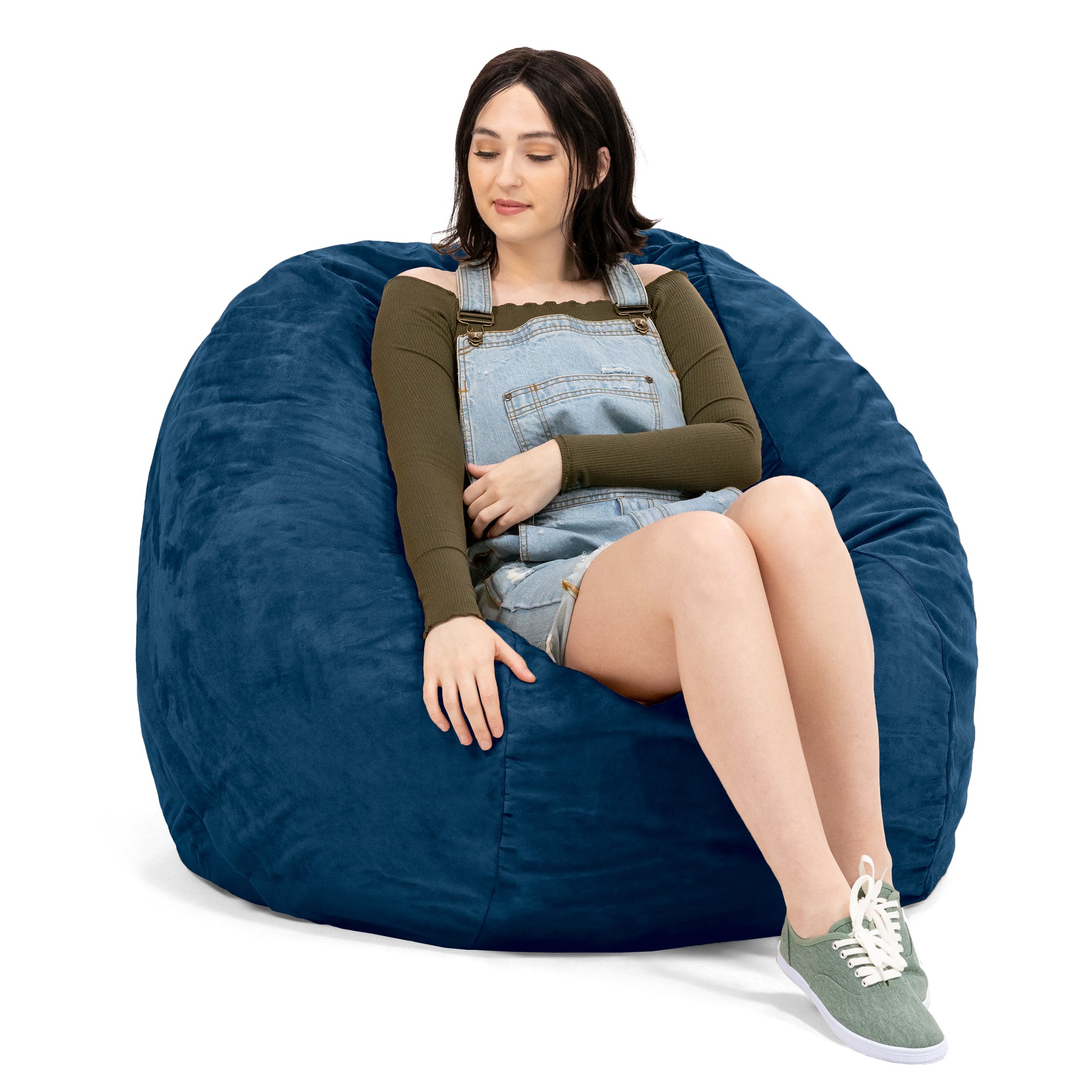 Jaxx 4 ft Round Bean Bag Chair for Adults, Navy
