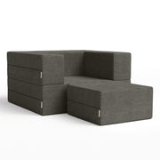Jaxx Zipline Convertible Sleeper Futon Chair & Ottoman with Machine-Washable Cover, Charcoal