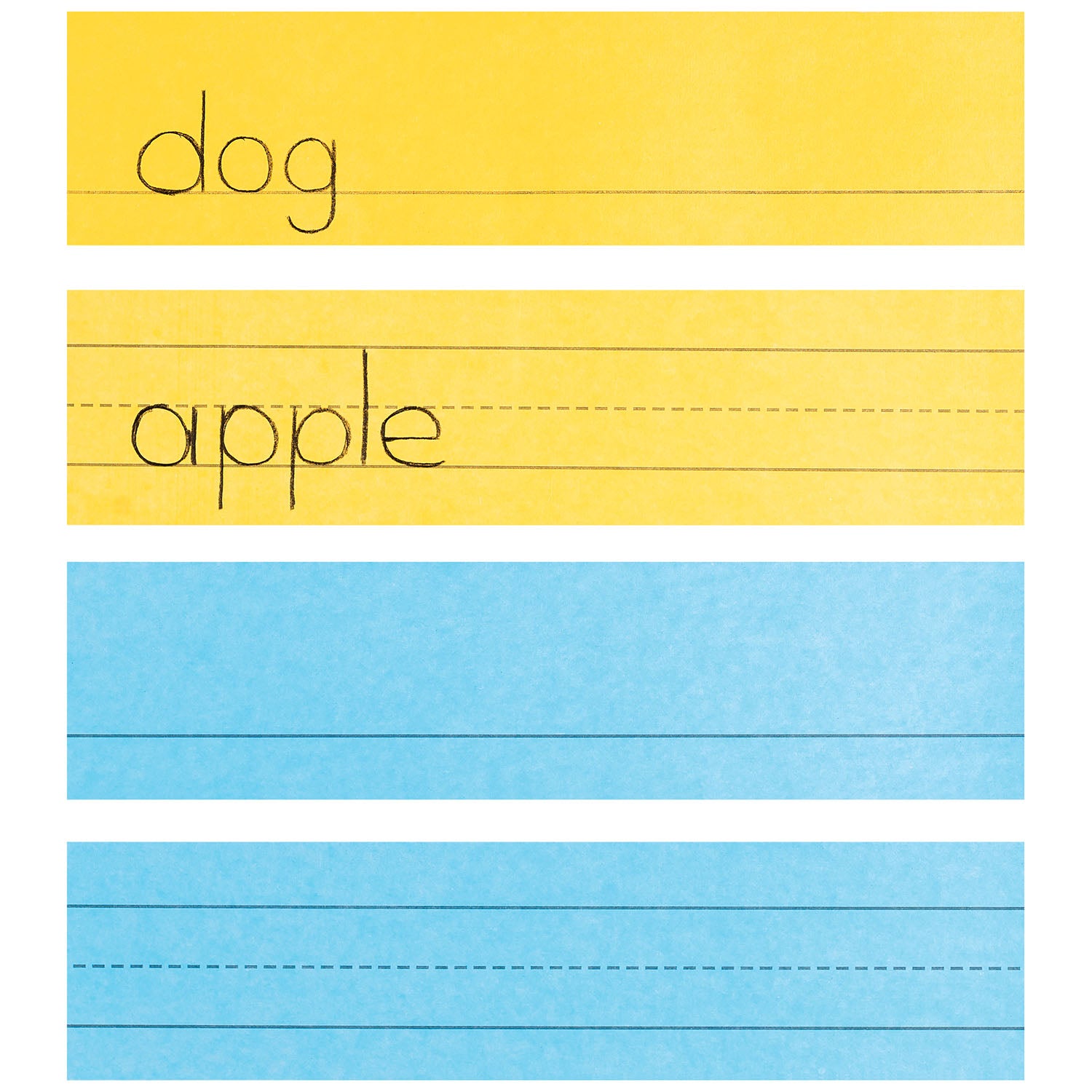 Mini Sentence Strips, 5 Assorted Colors, 1-1/2" x 3/4" Ruled, 3" x 12", 100 Strips