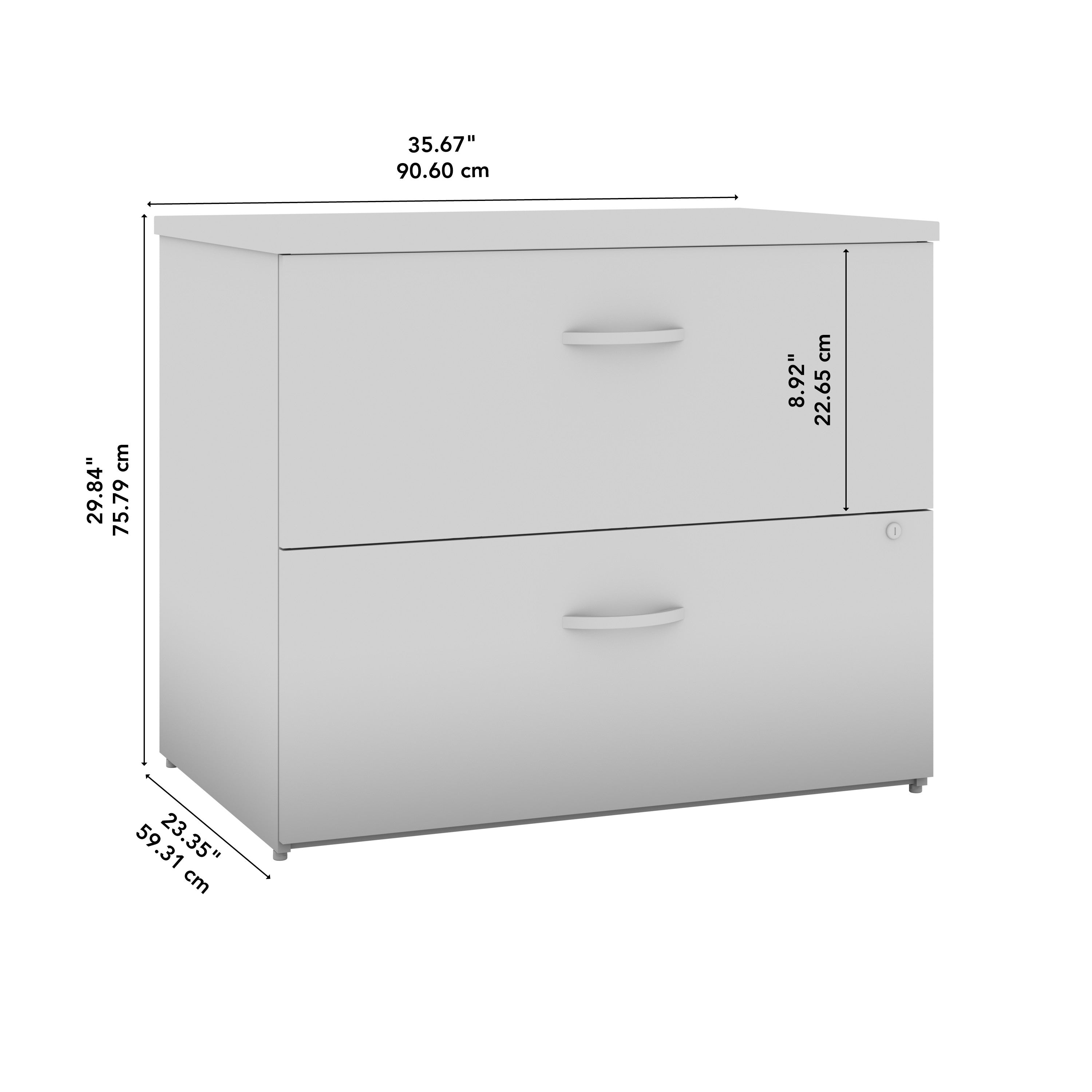 Bush Business Furniture Office in an Hour 2 Drawer Lateral File Cabinet in Pure White - 35.66" Width x 23.35" Depth x 29.84" Height