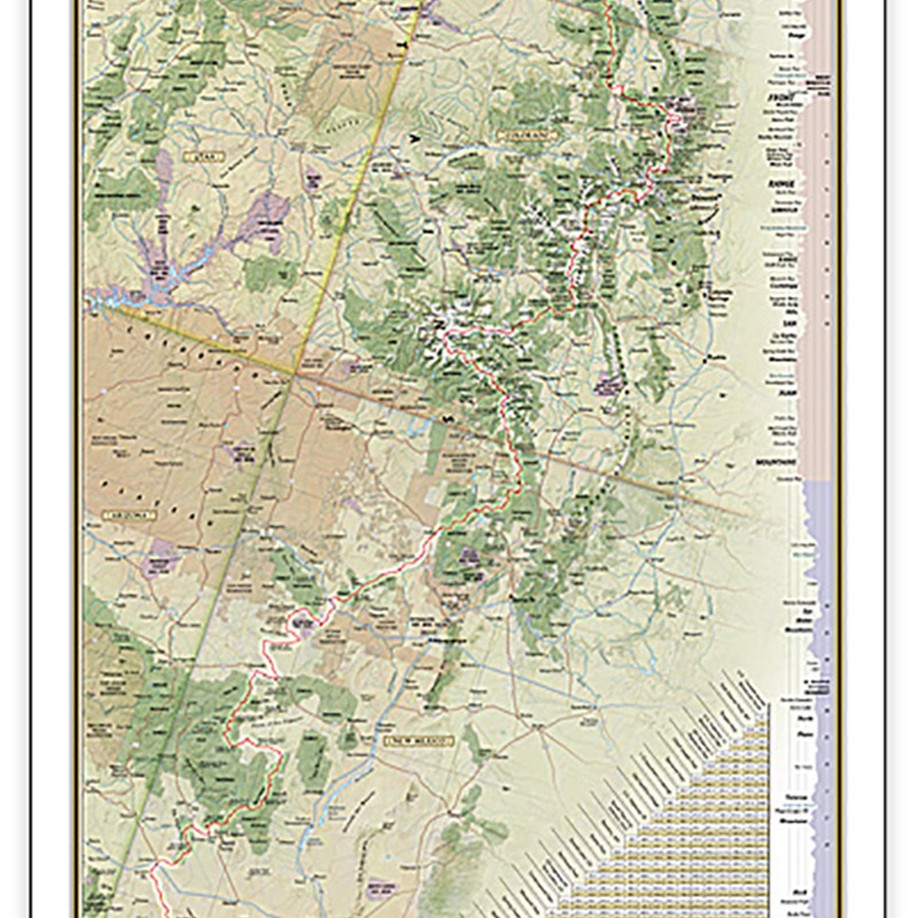 Continental Divide Trail Map, Laminated, 18" x 48"