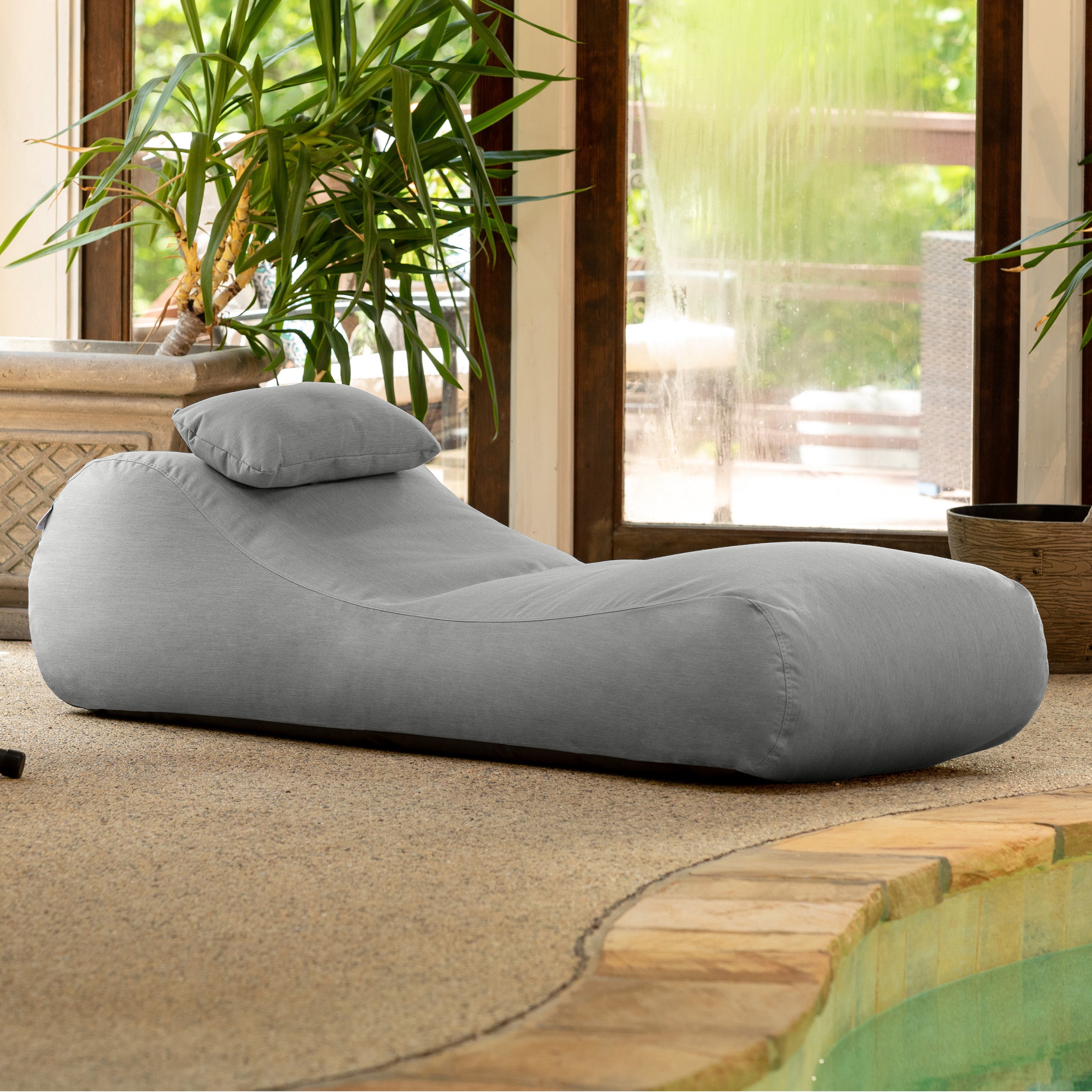 Arlo Outdoor Bean Bag Sun Lounger - Pool and Patio Chaise Recliner, Granite