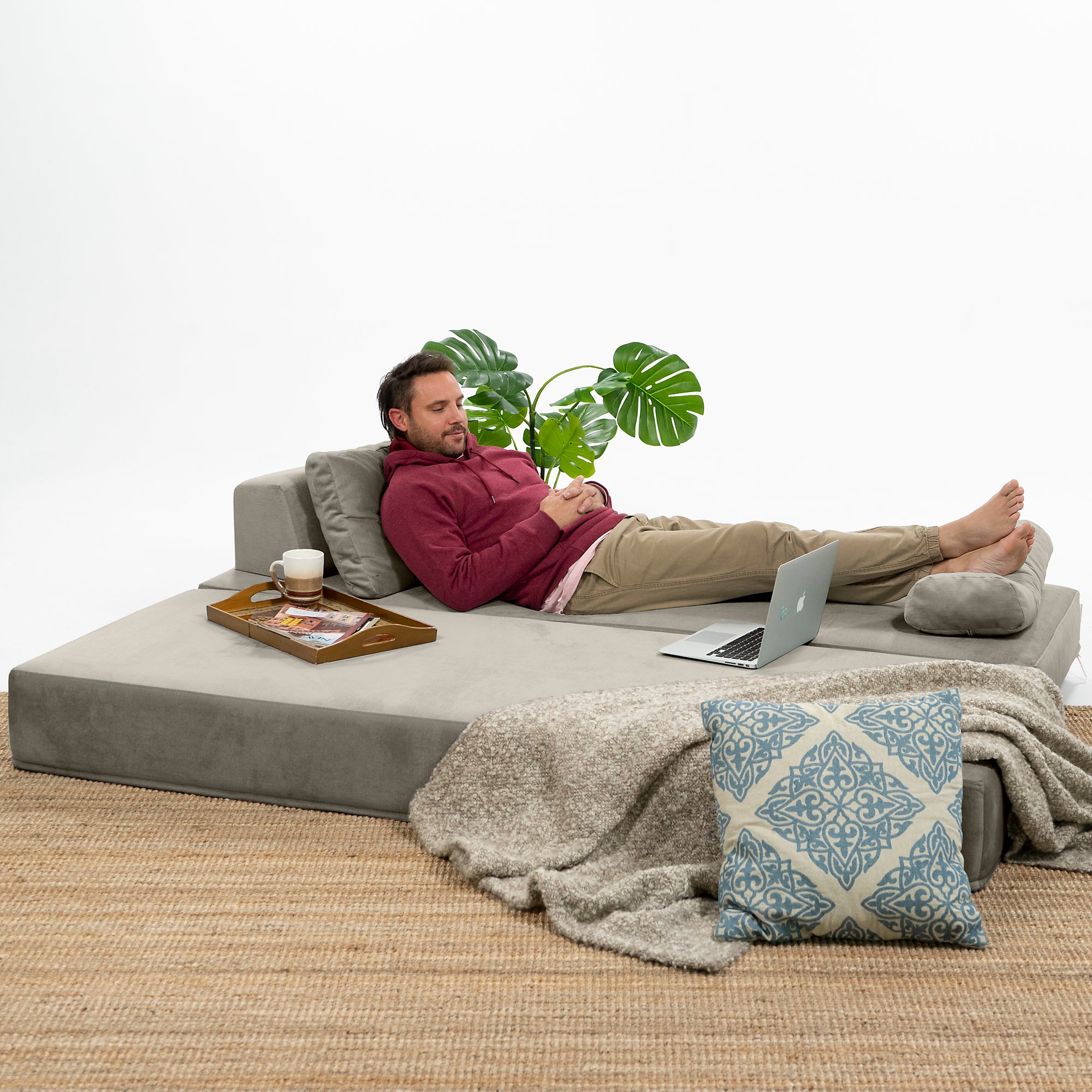 Jaxx Balshan Chaise Lounge Daybed, Dove Grey