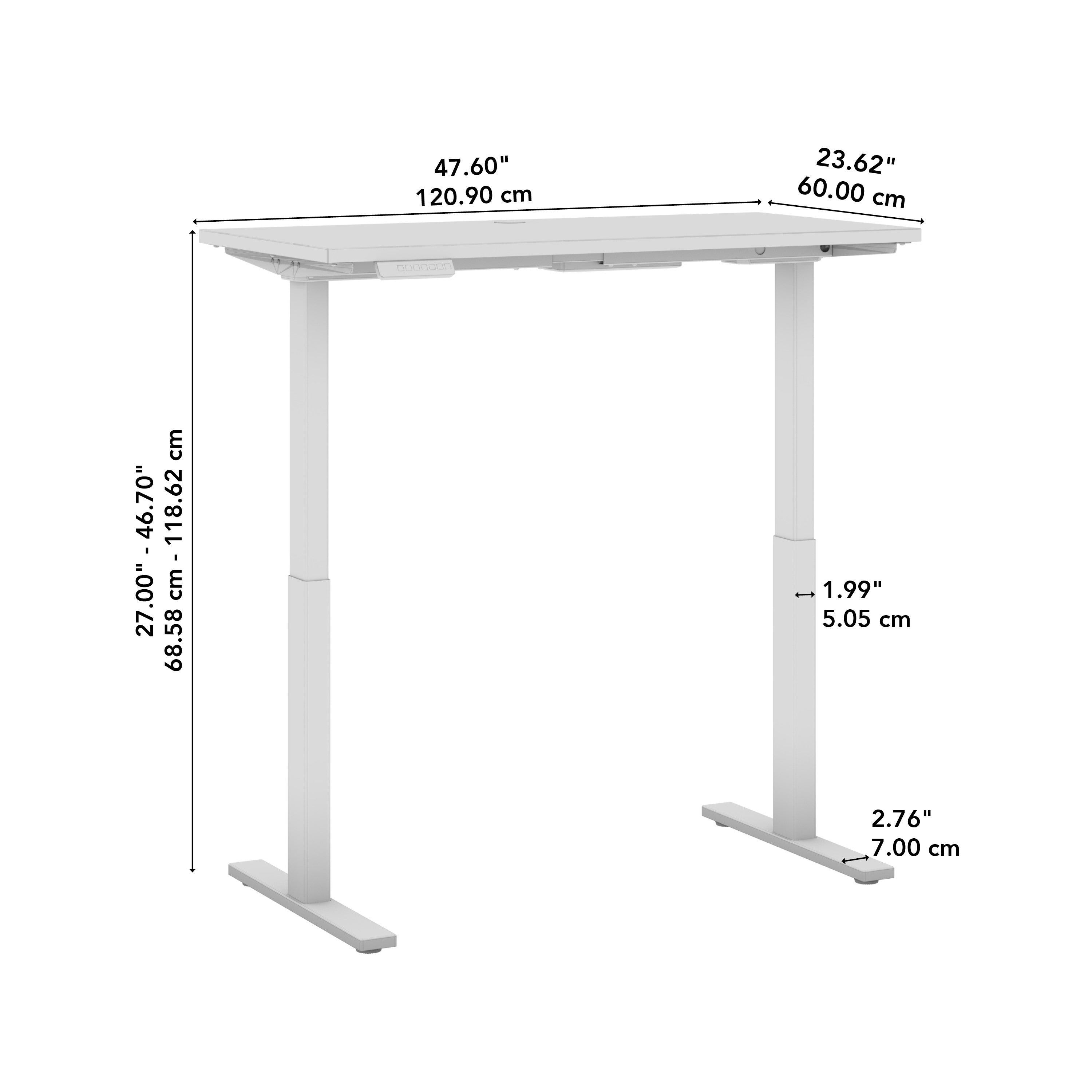 Bush Business Furniture Move 60 Series 48W x 24D Electric Height Adjustable Standing Desk in White with Black Base - 47.6" Width x 23.62" Depth x 47.69" Height