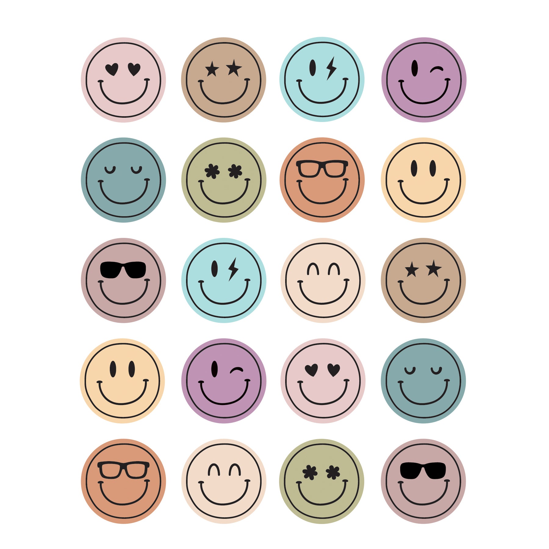Calming Colors Smiley Faces Stickers, Pack of 120