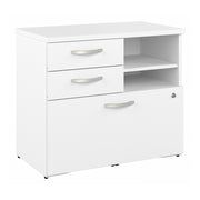 Bush Business Furniture Studio C Office Storage Cabinet with Drawers and Shelves in White - 29.72" Width x 16.93" Depth x 25.98" Height
