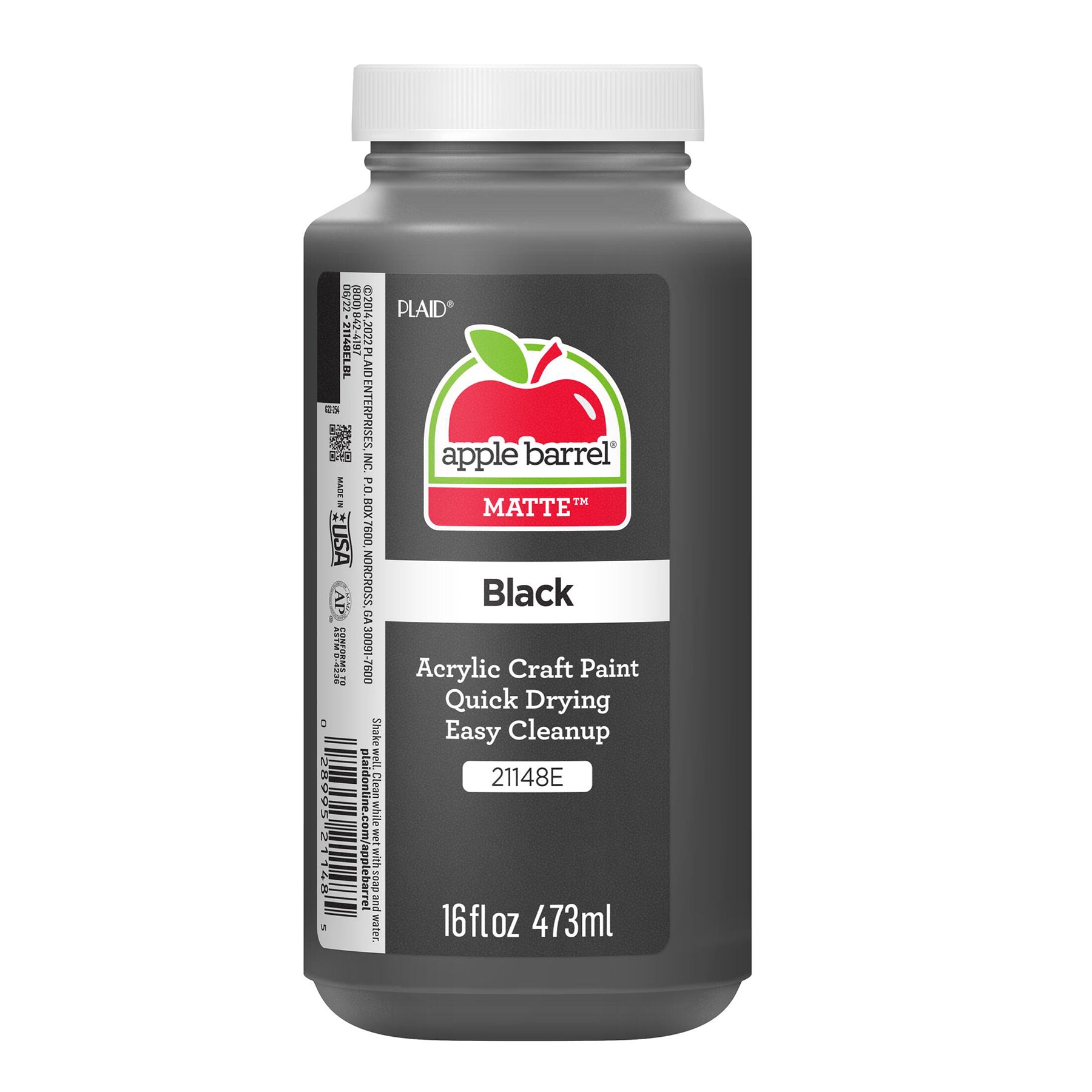 Acrylic Paint Matte, 16oz., White & Black, 2-Piece Set