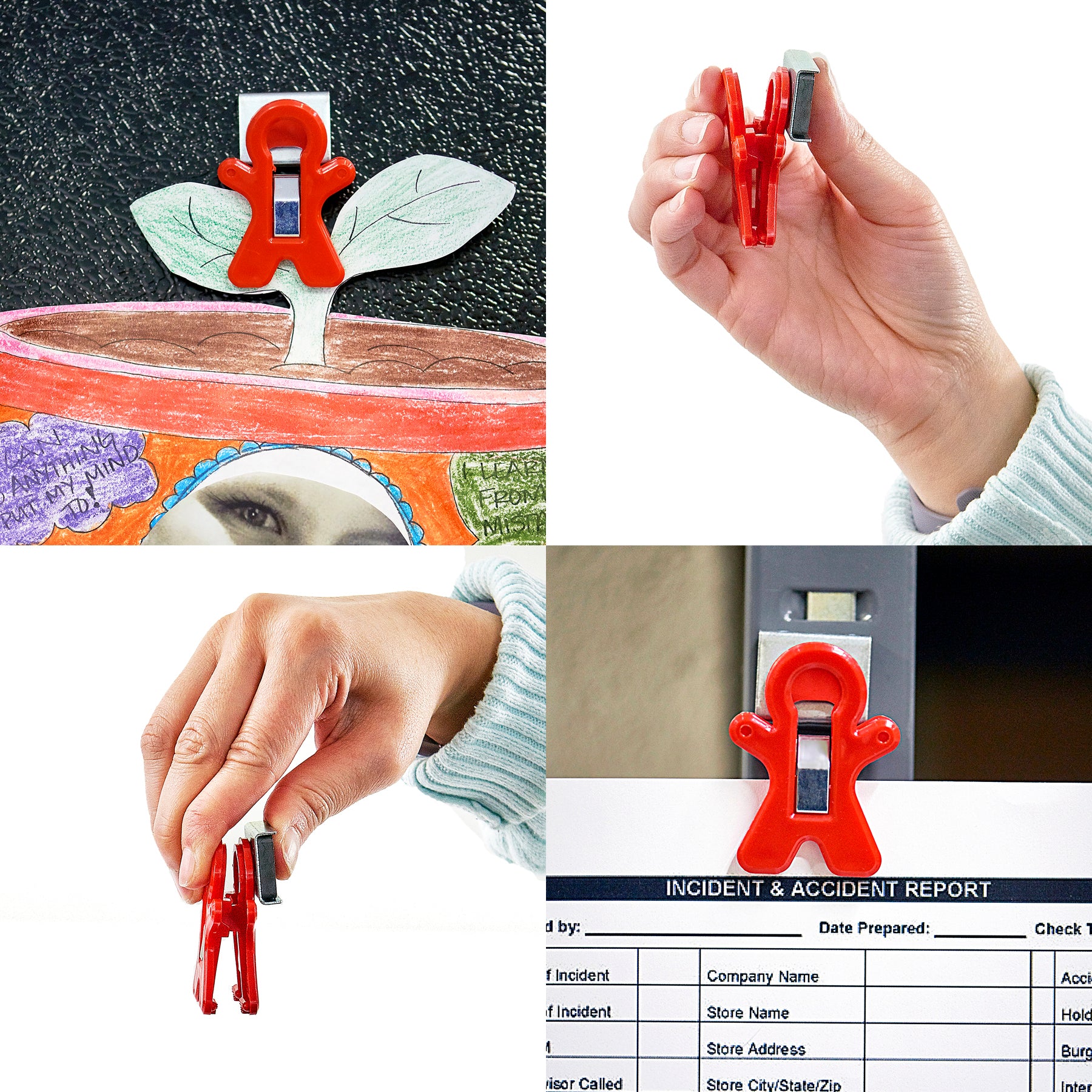 Magnet Man Magnetic Clip, Assorted Colors, Clamshell, Pack of 12