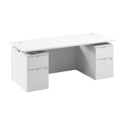 Bush Business Furniture Stratus&nbsp;72W x&nbsp;30D Electric Standing Desk with Drawers and Modesty Panel in White with White Base - 71.02" Width x 29.37" Depth x 27.44" Height