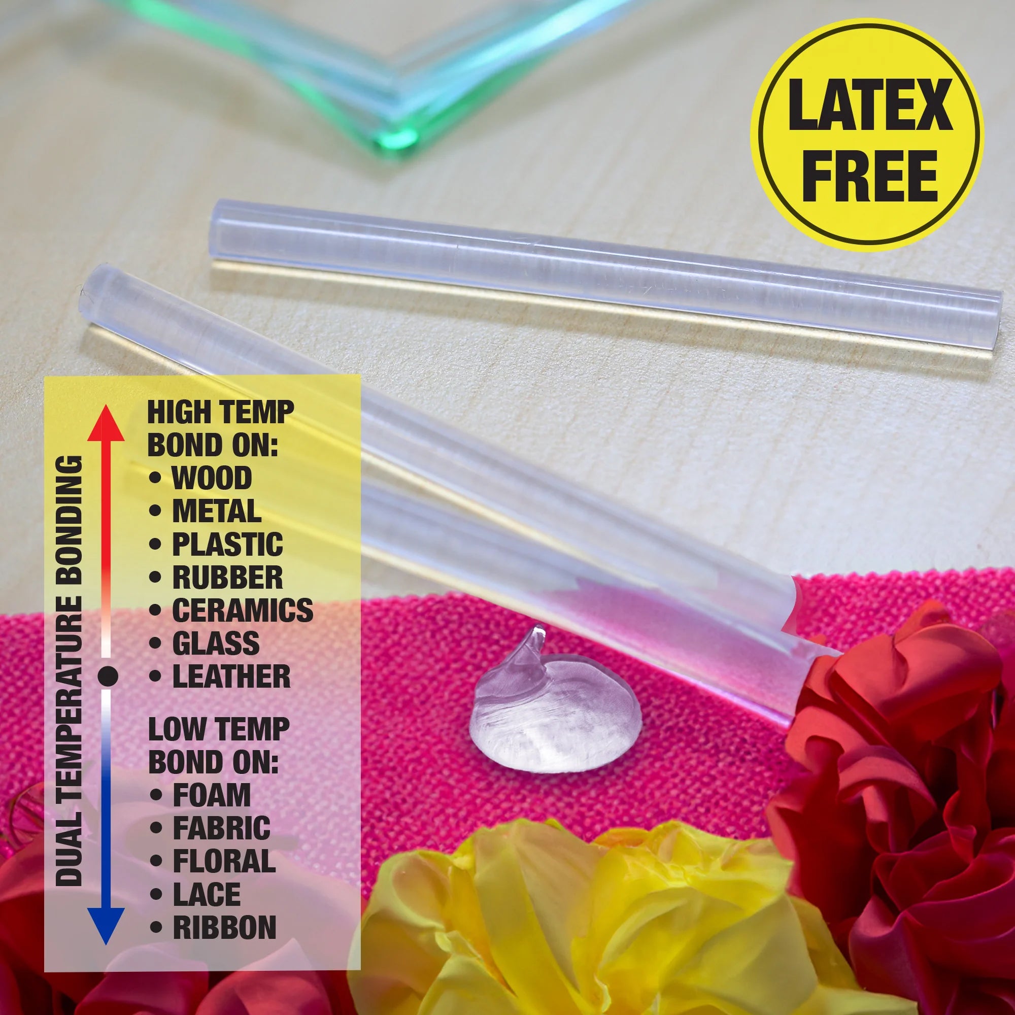 Mini Hot Melt Glue Sticks, Dual Temp, 3.9" x 0.27", Bag of 50