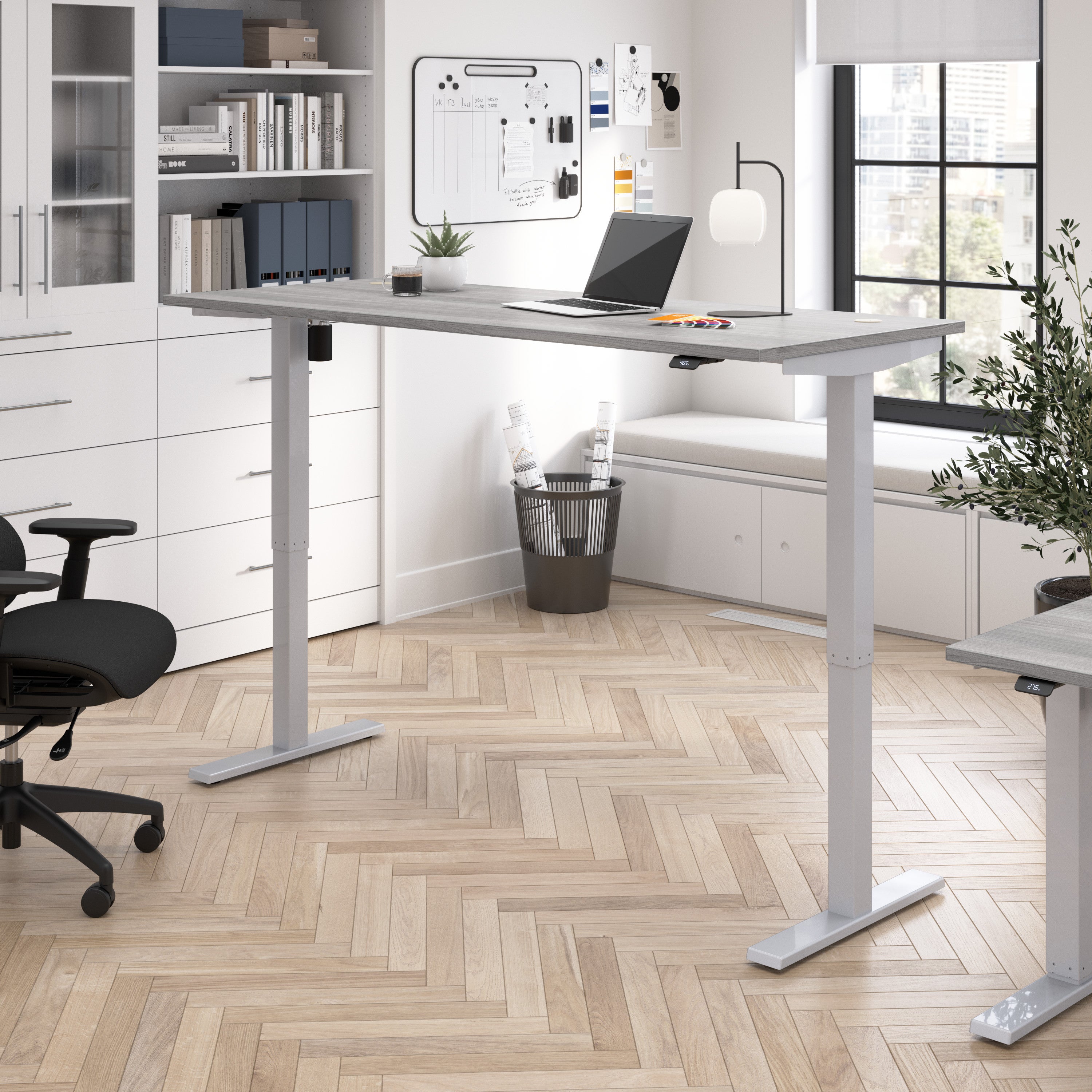 Bush Business Furniture Move 40 Series 72W x 30D Electric Height Adjustable Standing Desk in Platinum Gray with Metallic Gray Base - 71.02" Width x 29.37" Depth x 28.17" Height