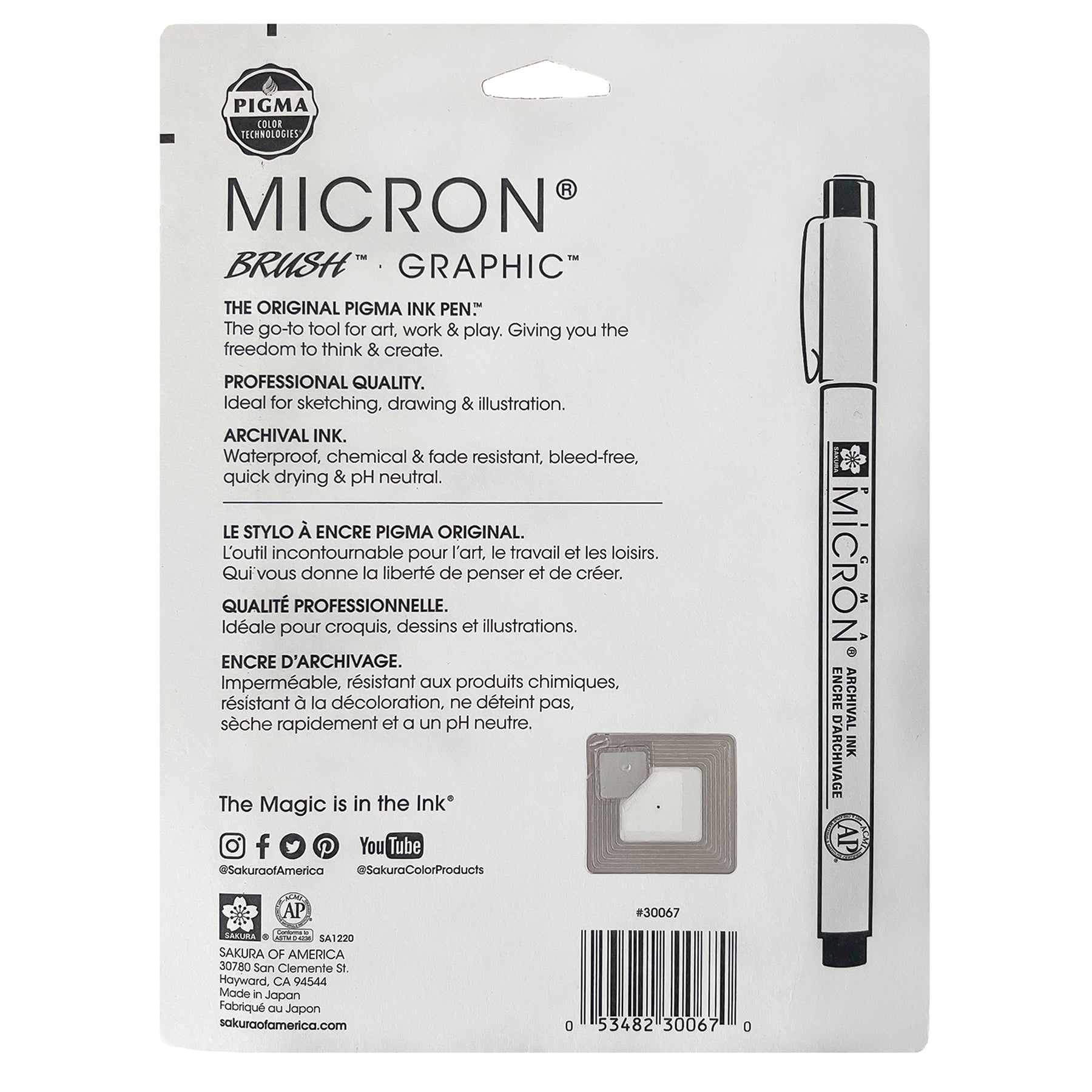 Pigma Micron Pens, Black, Assorted Sizes, 8-Piece Set, Blister Card