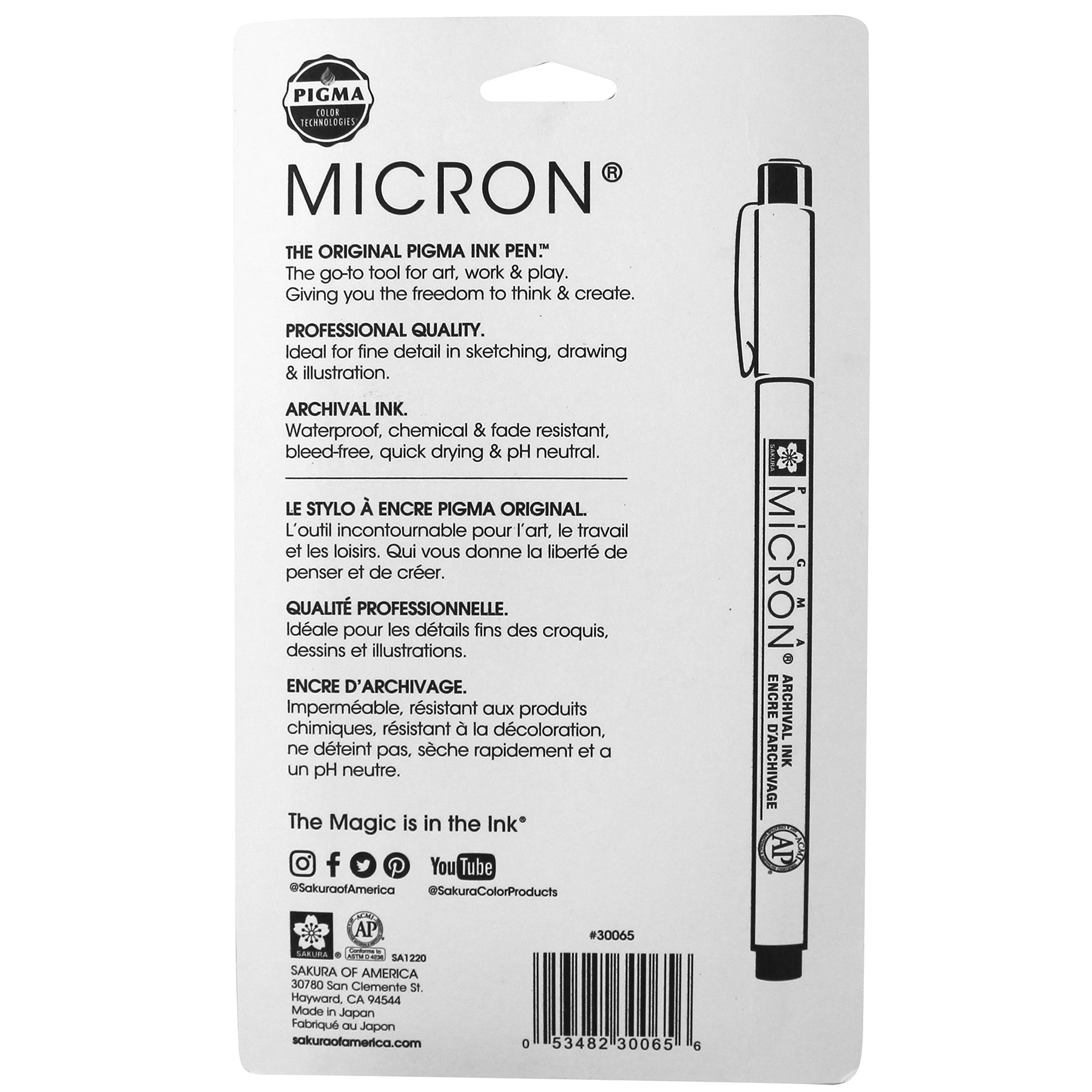 Pigma Micron Pens, Size 05, Assorted Colors, 6-Piece Set, Blister Card