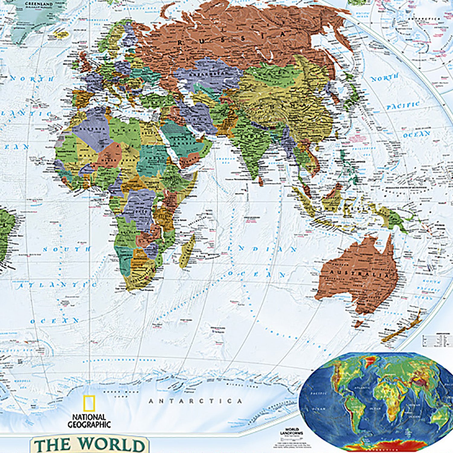 World Decorator Map, Enlarged and Laminated, 73" x 48"