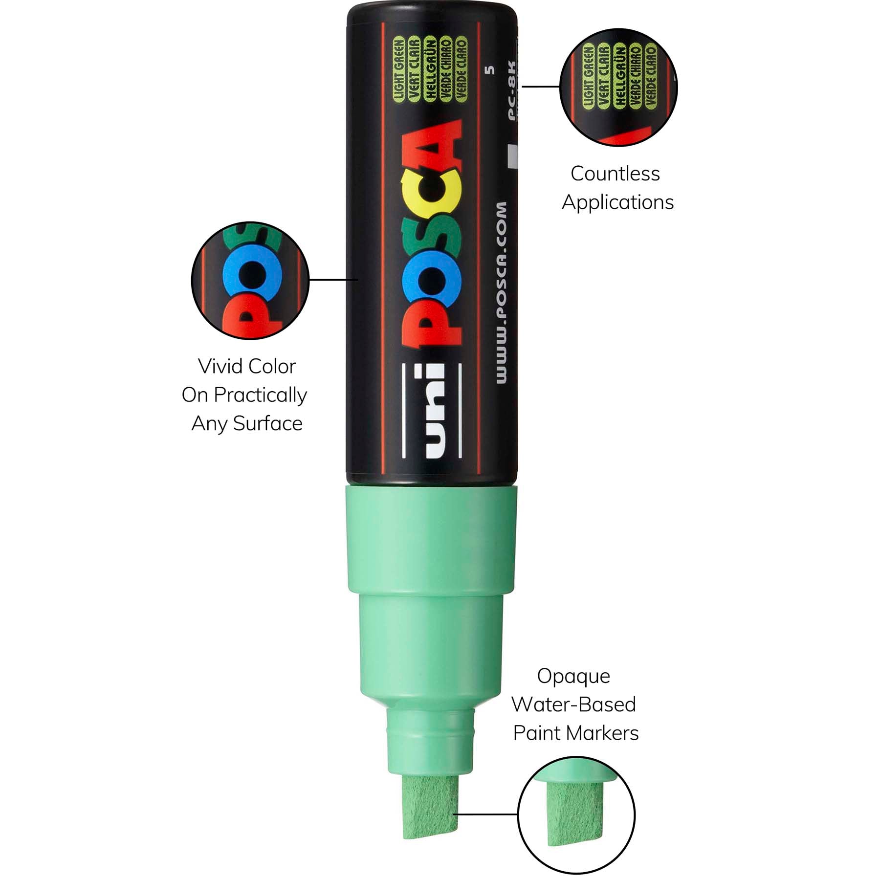 uni® POSCA PC-8K Water-Based Paint Markers, Broad Tip (8mm), Light Green