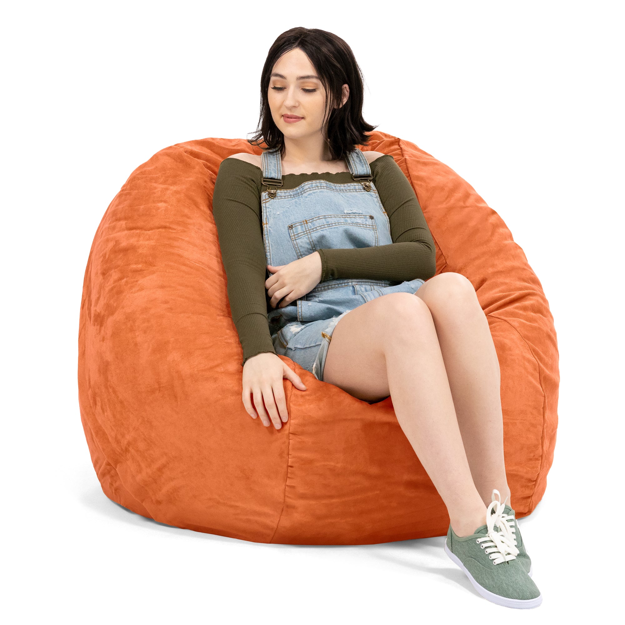 Jaxx 4 ft Round Bean Bag Chair for Adults, Mandarin