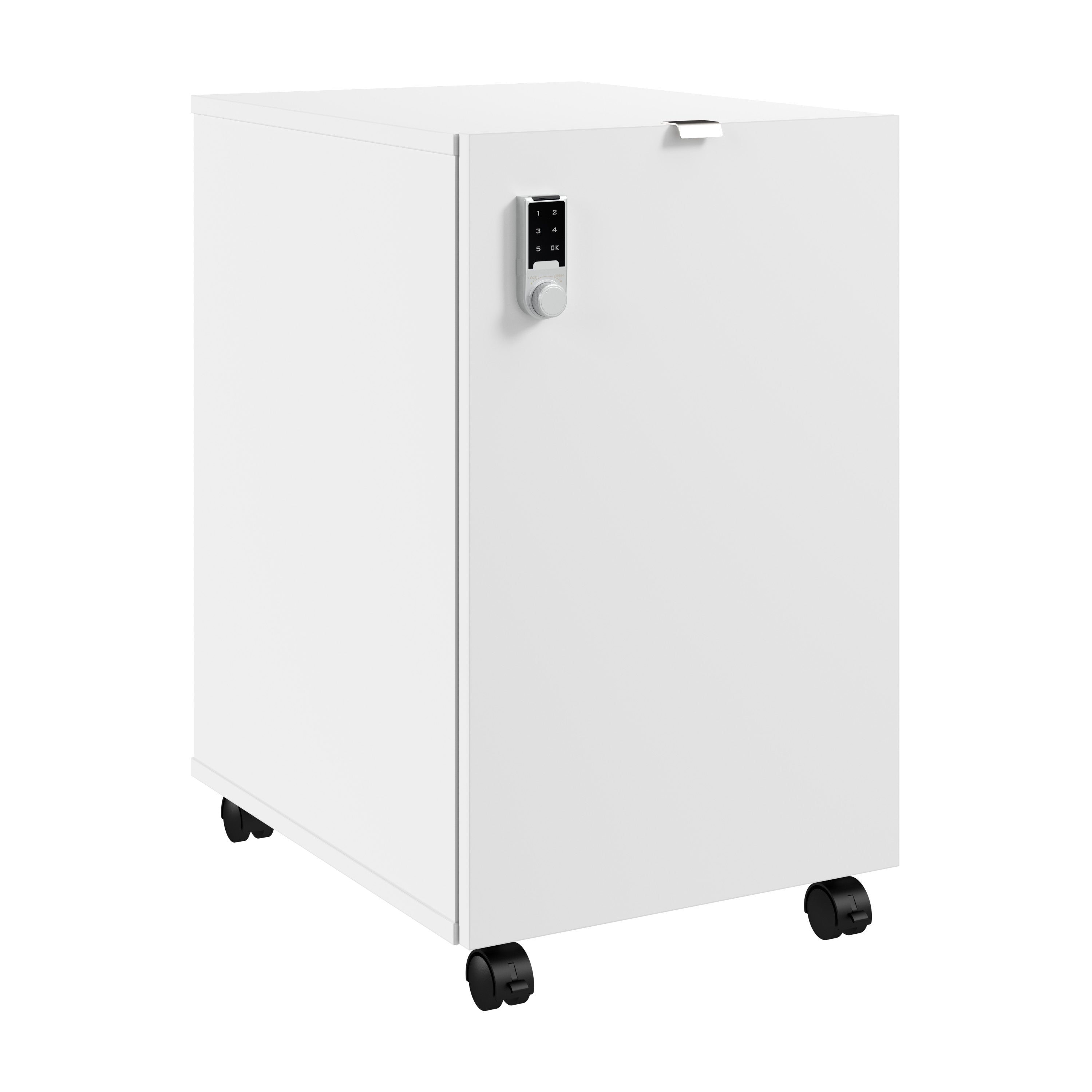 Bush Business Furniture Assure Mobile File Cabinet with Drawers and Keypad Lock in White - 15.65" Width x 20.24" Depth x 25.91" Height