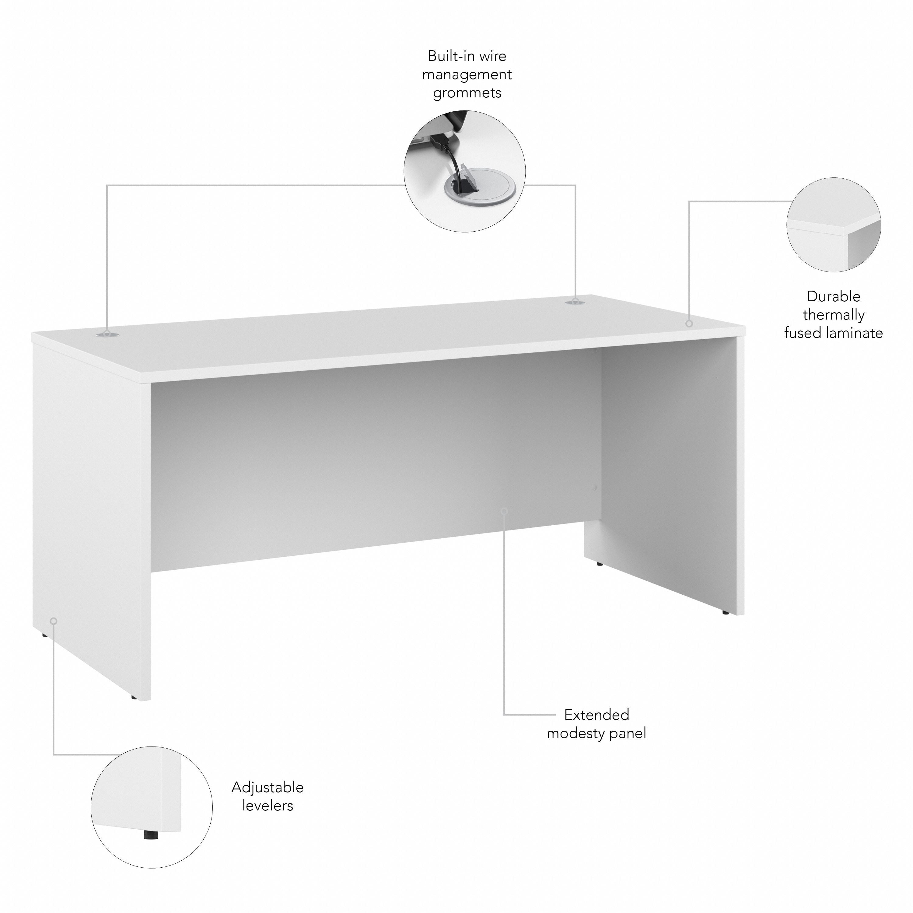 Bush Business Furniture Studio C 66W x 30D Office Desk in White - 65.98" Width x 29.37" Depth x 29.84" Height