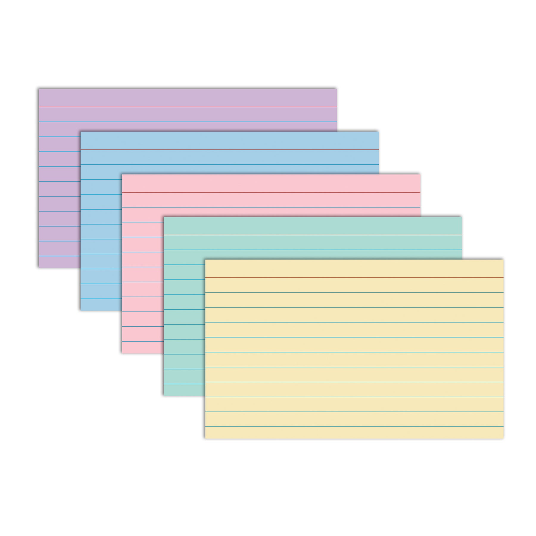 Index Cards, 3" x 5", Assorted Colors, Ruled, Pack of 100