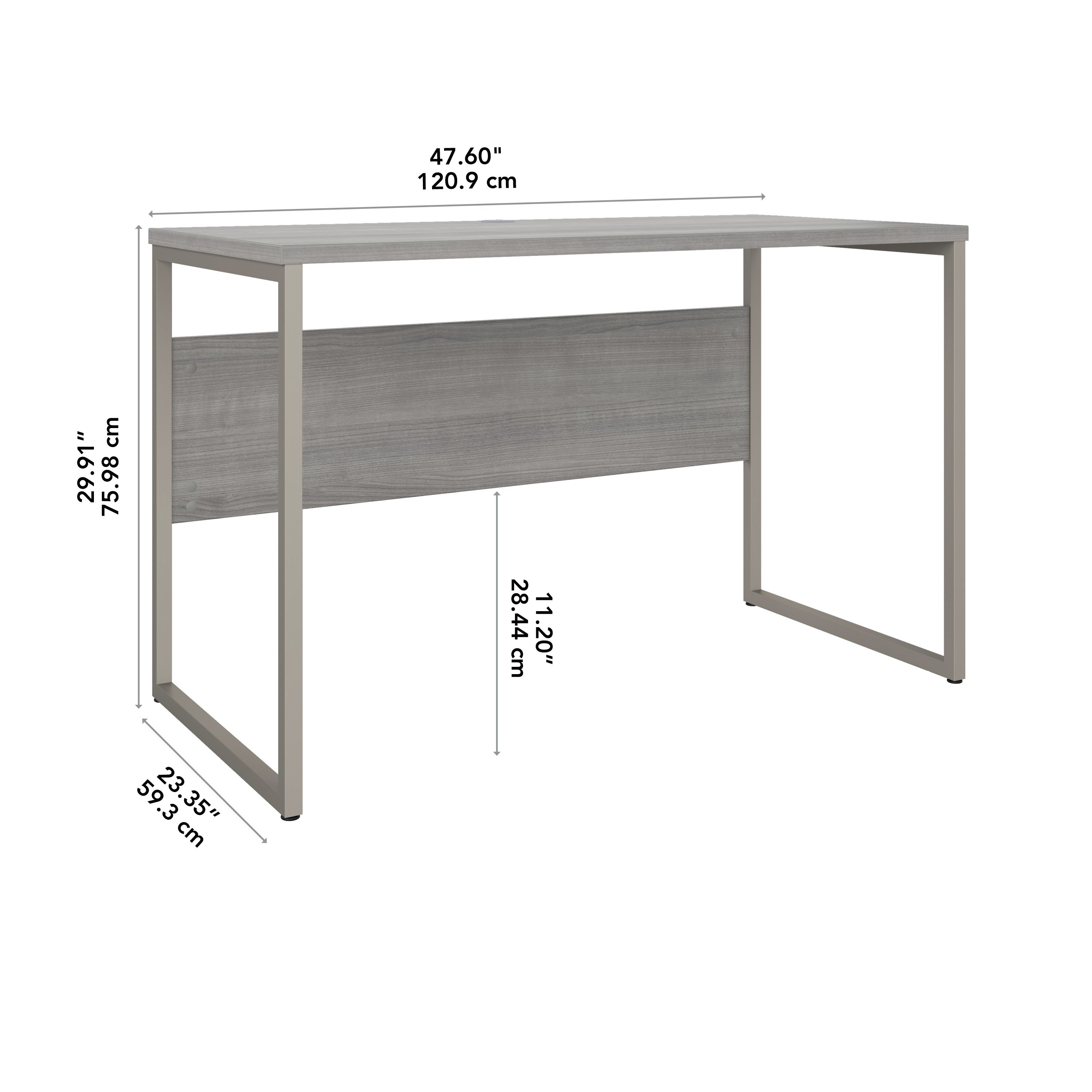 Bush Business Furniture Hybrid 48W x 24D Computer Table Desk with Metal Legs in Platinum Gray - 47.6" Width x 23.35" Depth x 29.91" Height