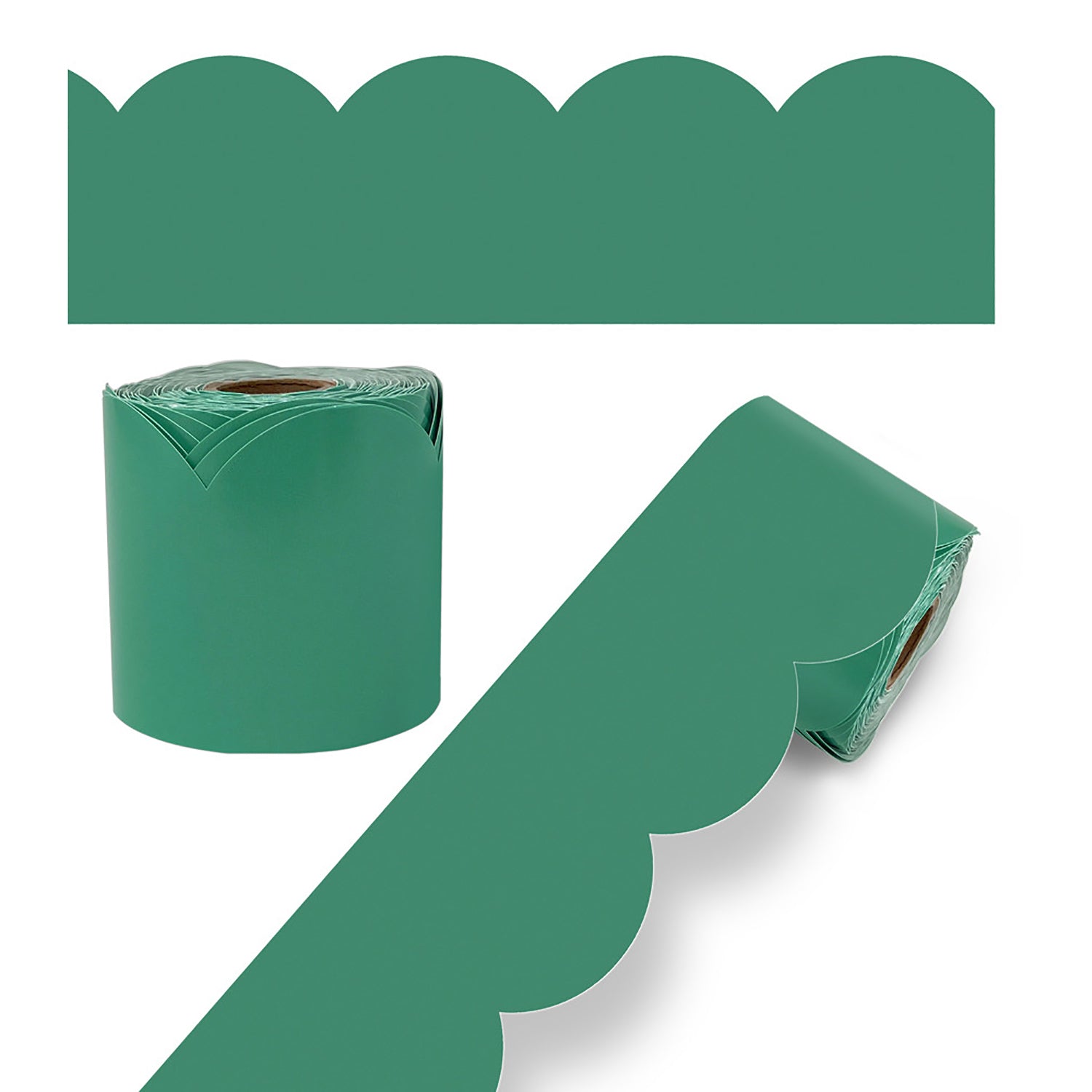 Grow Together Jade Green Rolled Scalloped Bulletin Board Borders, 65 Feet