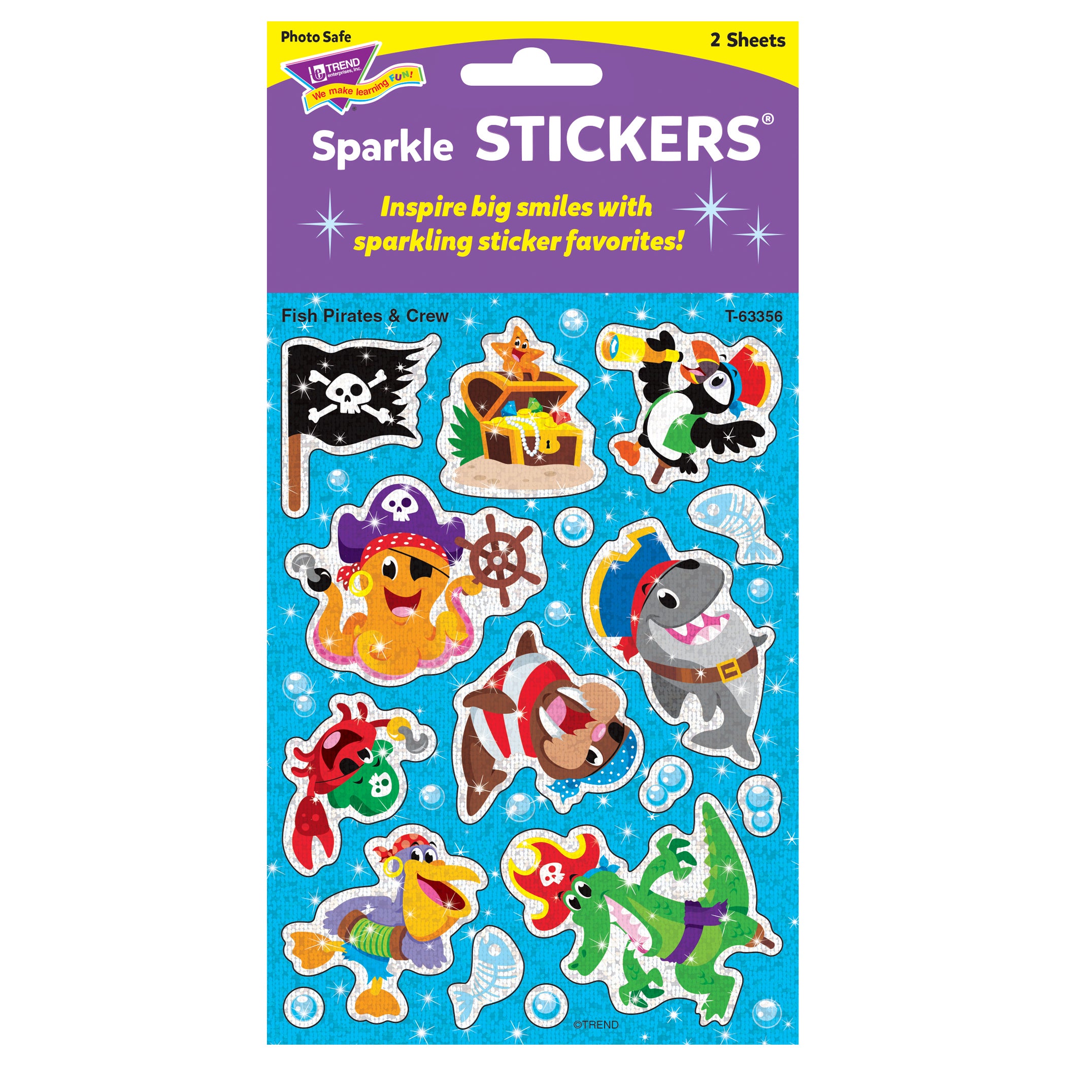 Fish Pirates & Crew Sparkle Stickers®, 32 Count