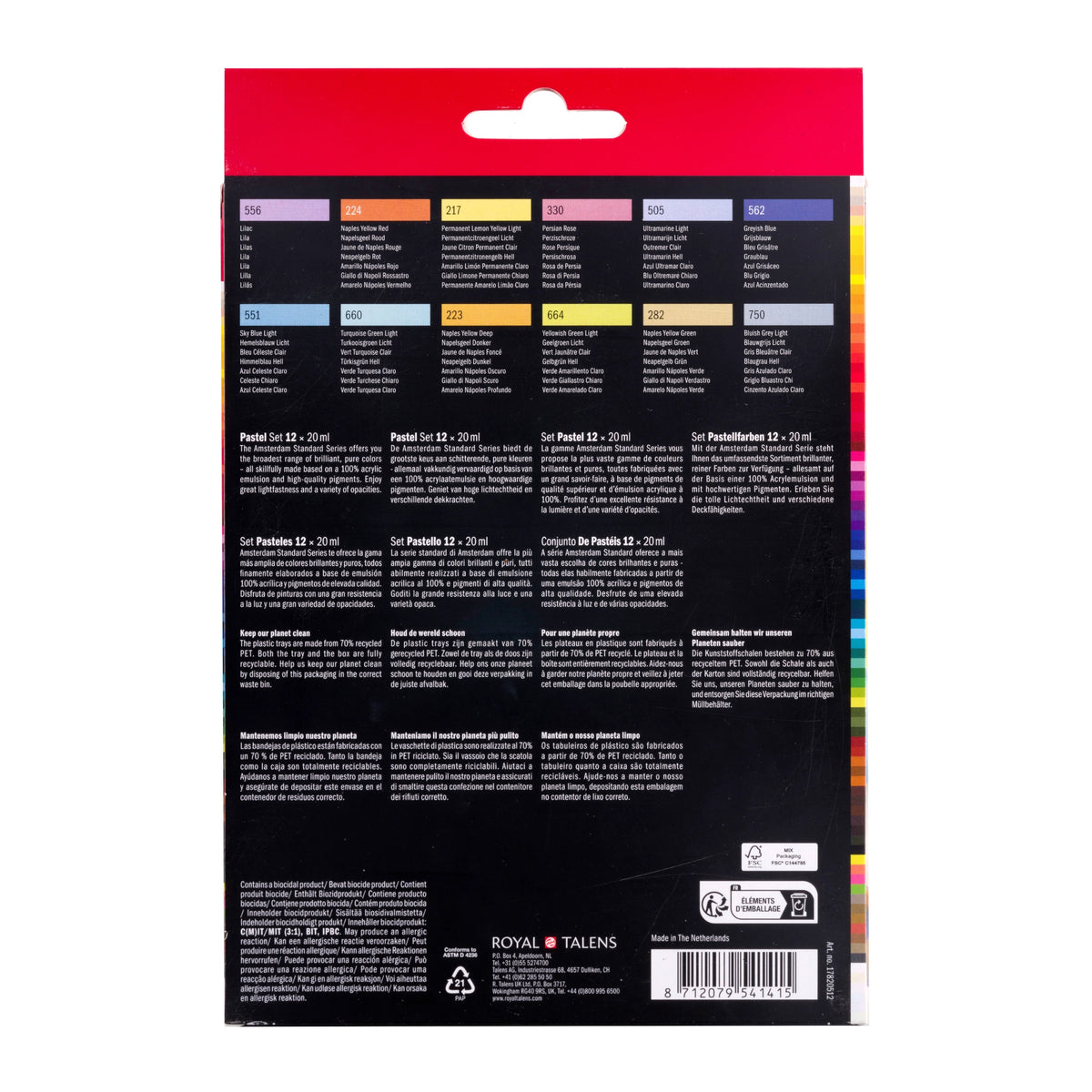 ACRYLIC 12 X 20ML PASTELS SET